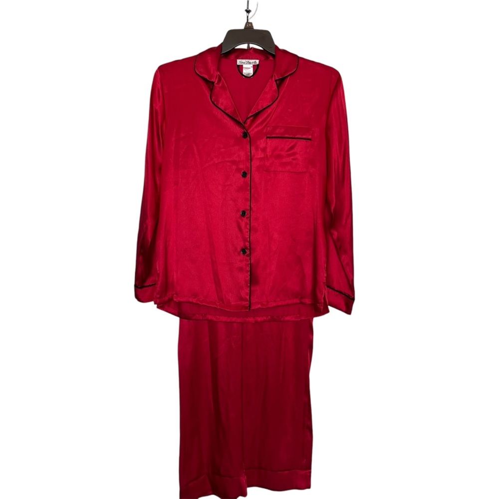 Linea Donatella Red and Black Satin Pajama Set